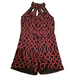 Kelle Red & Black Halter Romper Medium